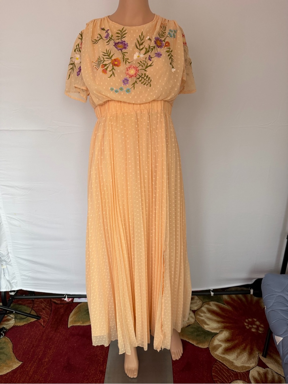 ASOS Peach Embroidered Maxi Dress